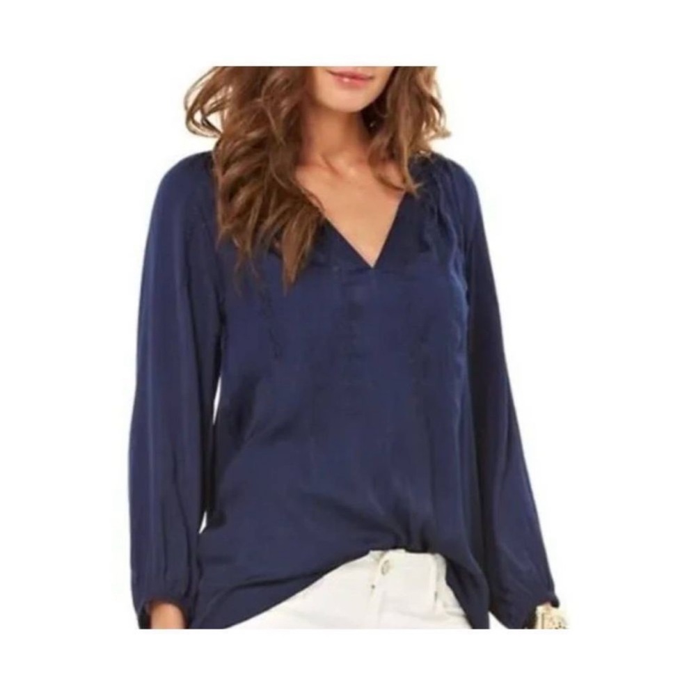 Lilly Pulitzer Navy Hollis Embroidered Tunic Top Small - Picture 9 of 9